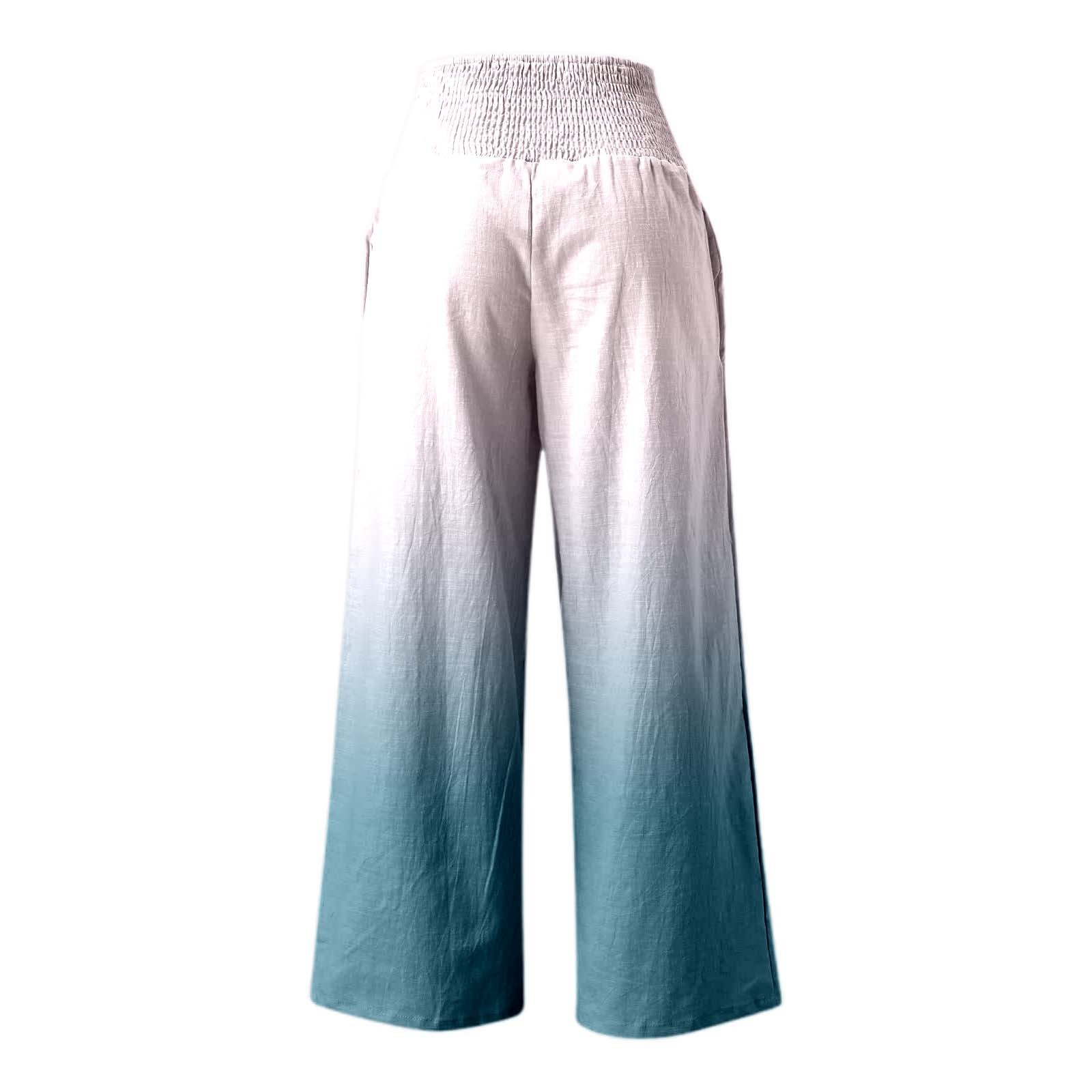 thumbnail image 5 of Pantalones anchos de cintura alta con estampado veraniego para mujer: cintura alta estilizada, bolsillos ocultos funcionales, transformación de moda para múltiples ocasiones., 5 of 5